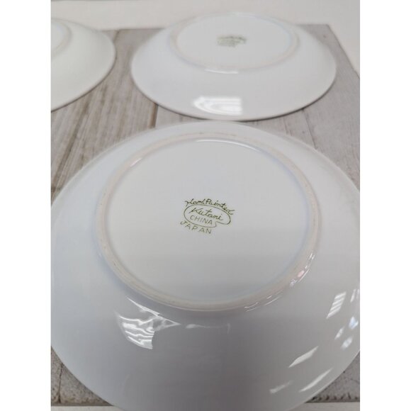 Vintage Kutani Set 4 Bread Dessert Plates 6 1/2" White Silver Gray Bursts Japan - Picture 7 of 9